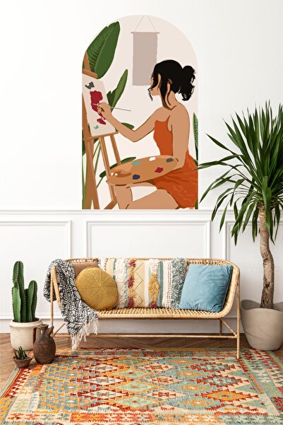 Piksel Grafik Artistic Woman Wall Sticker - Bohemian Wall Print