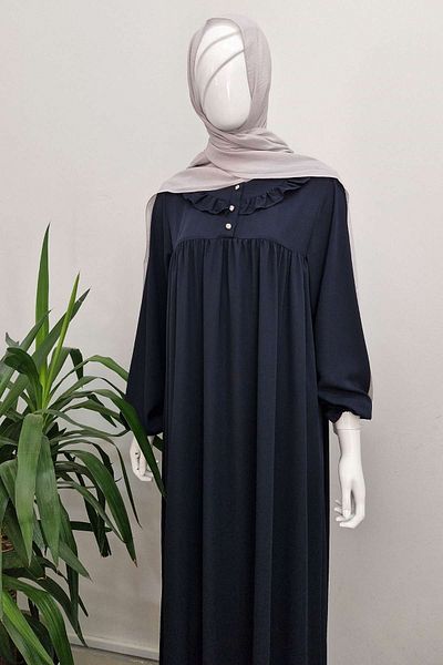 Robaya Tesettür Afra Sapphire Silk Fabric Robe Hijab Dress