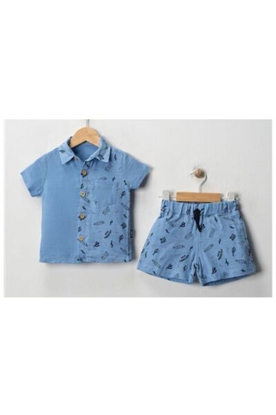 çelik kids Muslin Anti-Sweat Fabric Shirt and Shorts Set