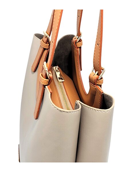 Evident Sand Beige Soft Textured Soft Adjustable Shoulder Strap Women's Bag