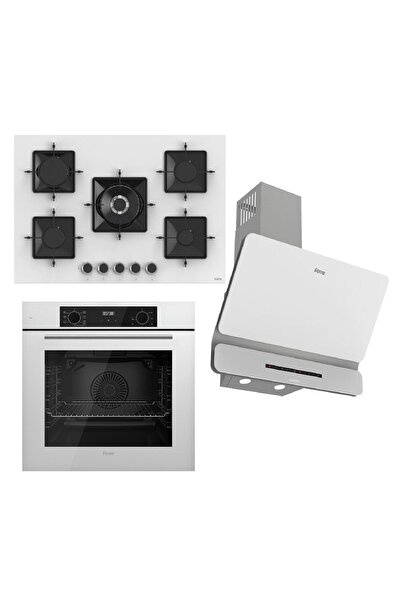 Ferre STEAMART-FRYART-SILENTART Serisi Beyaz Set (SS036 + QBL63CB +D081-SA ) - Emaye Izgara