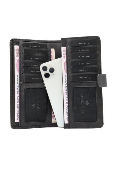 Meskanto Twist Genuine Leather Anthracite Wallet with Phone Compartment