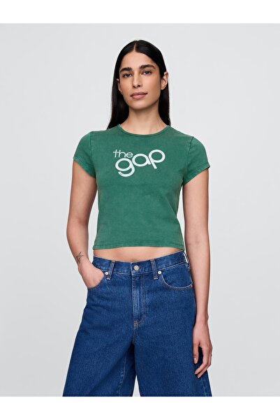 GAP Kadın Yeşil Gap Logo T-Shirt