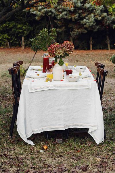 JOJOMIA Este Linen and Tencel ™   Table Cloth 160X280 Cream