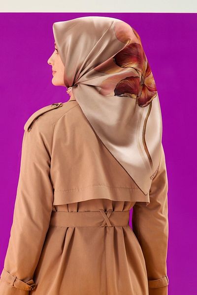 Armine Σειρά Νόσταλγια Ιταλικής Σχέσης Σιφόν Σα scarf 8737DS-07 Λουλουδάτο Μοτίβο ΑΝΟΙΧΤΟ ΜΙΛΚ