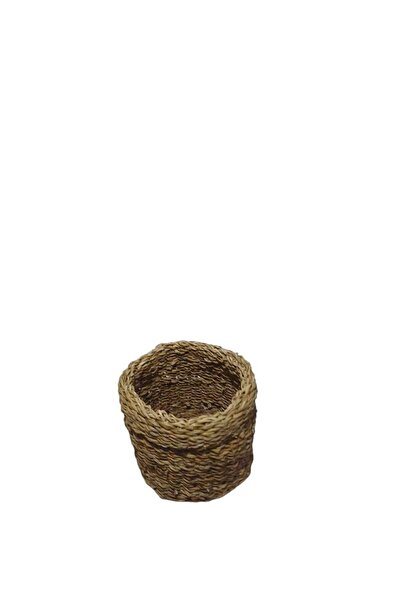 CasaLinda Yuvarlak Hasır Çok Amaçlı Saksı Sepet 24x24x19 cm 13055