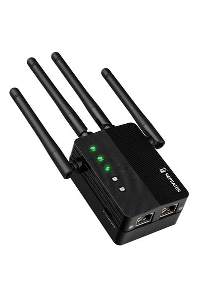 Linomag Amplificator de semnal WiFi Linomag®, bandă duală 2.4/5GHz, 4 antene, 1200Mbps, 2 LAN, 240m², negru