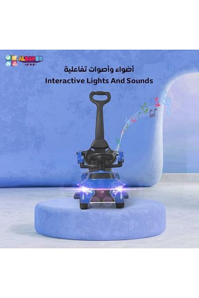 ALBADER سيارة دفع قابلة للتحويل 3 في 1 للأطفال، لعبة ركوب، سيارة موسيقى للأطفال | مريحة