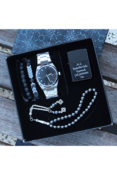 saat&istasyonu Gümüş Renk Erkek Kol saati Babalar Günü Hediyesi