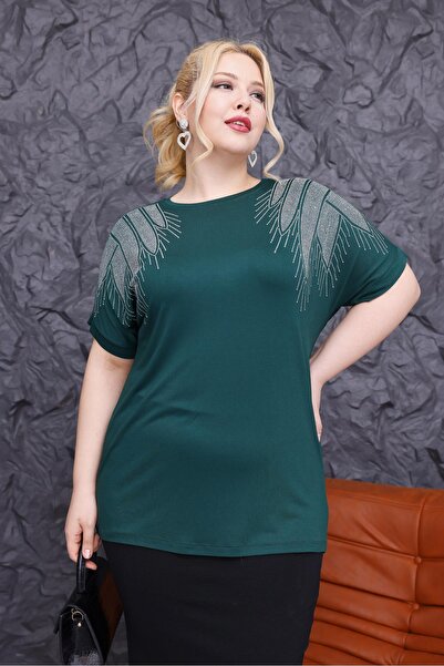 Siyezen Large Size Shoulder Silver Stylish Blouse