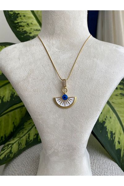 stainless steell Eye Detail Fan Steel Necklace