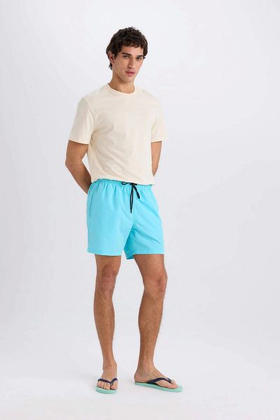 DeFacto N0131 Turquoise Mesh Lined Short Length Swim Shorts