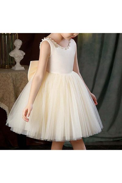 MadyaButik Girl's Collar Pearl Dress Our Violet Model Birthday Graduation Reading Day Evening Dress