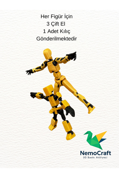 NemoCraft Lucky 13 Oynar Eklemli Robot Figür Dumy Oyuncak Altın Set 14cm