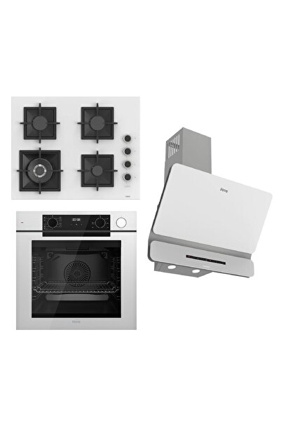 Ferre STEAMART-FRYART-SILENTART Serisi Beyaz Set (SC406-WFA + QEP64CB +D081-SA ) - Döküm Izgara / 65
