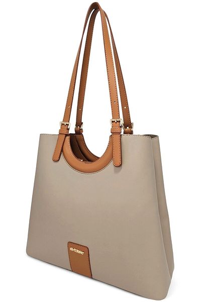 Evident Sand Beige Soft Textured Soft Adjustable Shoulder Strap Women's Bag