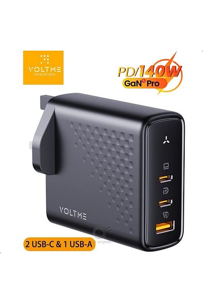 VOLTME Revo 140 Wall Charger 2 USB-C and USB-A Port 140W - Black