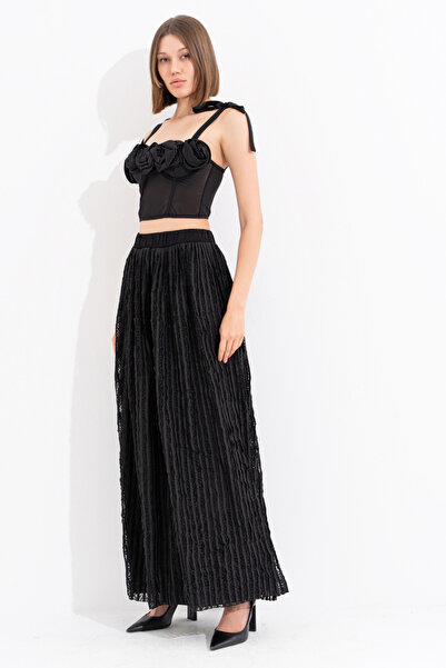 Kikiriki Black Lined Long Lace Skirt