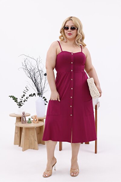 Siyezen Plus Size Strap Cotton Lycra Dress