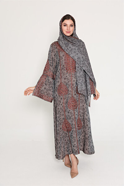 IKKXA Wide Split Sleeve Arabian Jalabiya with Scarf
