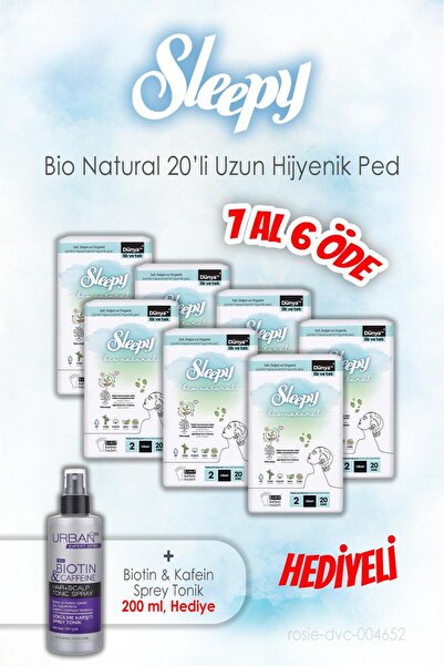 Sleepy Bio Natural 20'li Hijyenik Ped Uzun 7 AL 6 ÖDE ve 200 ML Tonik Hediye