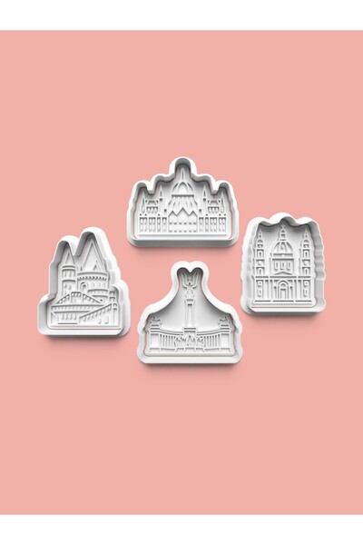 AKTASTORE مجموعة قوالب بودابست للبسكويت وقوالب عجينة السكر مكونة من 4 قطع