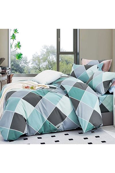 Five Store Super double bed linen, Kambos, ranforce cotton, multicolor, 4 pieces