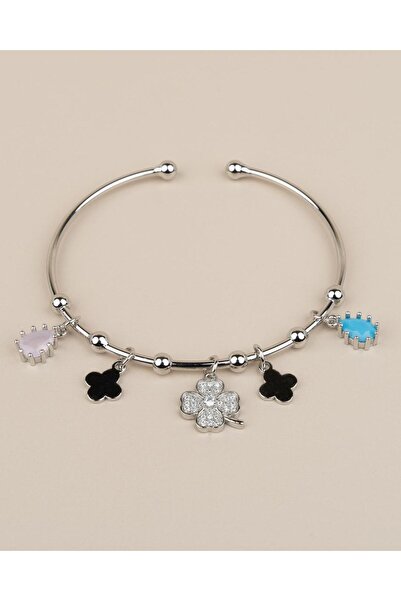 Portakal Esintisi Felina Adjustable Clover Charm Handcuff Bracelet