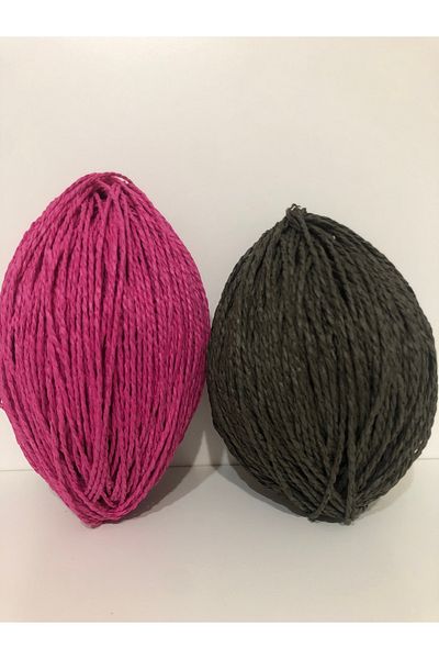 Selen Paper String Fuchsia 100Gr+ Anthracite 75Gr Hand Knitting String