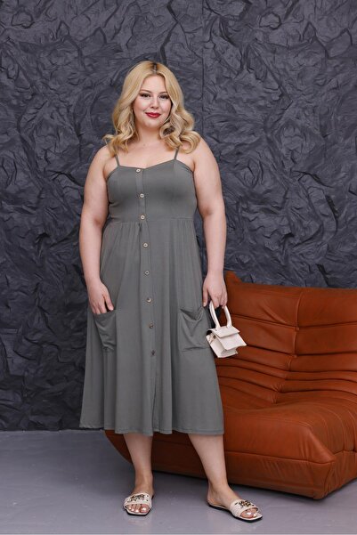 Siyezen Plus Size Strap Cotton Lycra Dress
