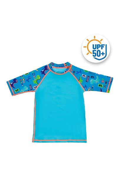 FONIX Bluza cu Protectie Solara UPF50, pentru Copii, Model Dinozaur, Varsta 2-4 Ani, Albastru