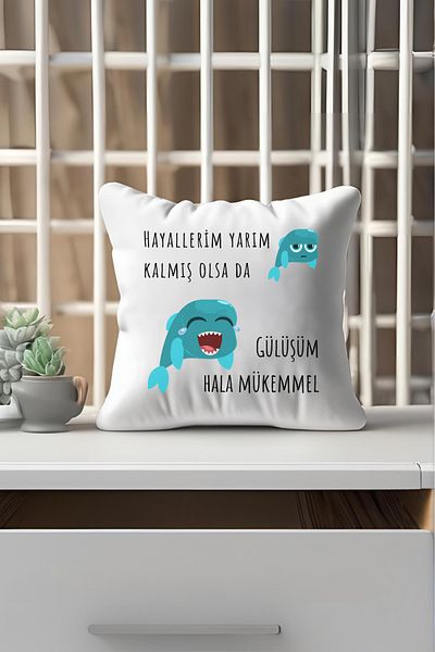 qoeuyl boutique My Smile Is Still Perfect Printed Fun Gift Fiber Filled Satin Decorative Mini Pillow