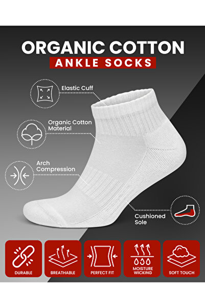 Go With 4’lü Organik Pamuk Taban Altı Havlulu Erkek Kadın Spor Dikişşiz Retro Kısa Tenis Çorap 3503