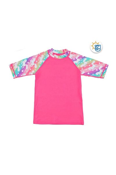 FONIX UPF50 Sun Protection Blouse for Children, Unicorn Pattern, Age 2-4 Years, Pink