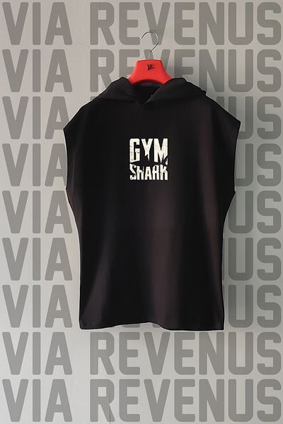 Vordevia Μπλουζάκι με κουκούλα με μηδενικό μανίκι με στάμπα γυμναστικής μπροστά πίσω και προσαρμοσμένο σετ αθλητικών σορτς