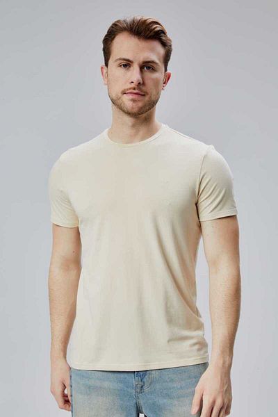 DOSXX Flex 1St Quality T-Shirt Bamboo Combed Cotton Lycra Men's Short Sleeve Slim Fit O Neck T-Shirt