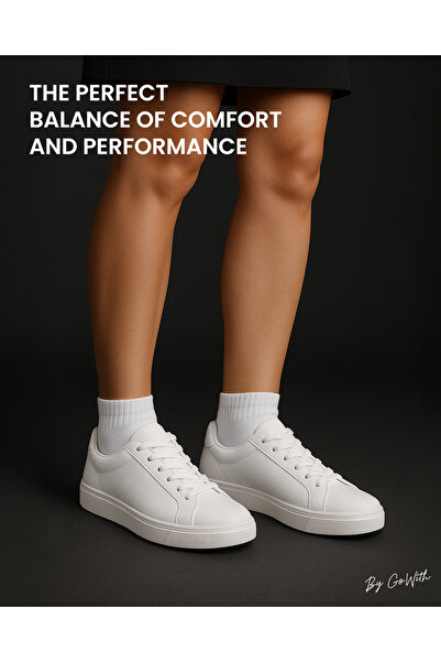 Go With 4’lü Organik Pamuk Taban Altı Havlulu Erkek Kadın Spor Dikişşiz Retro Kısa Tenis Çorap 3503