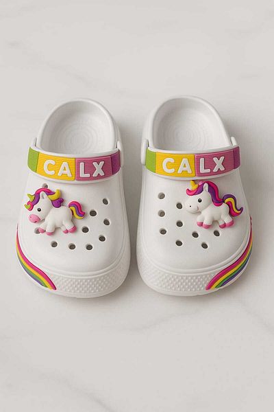 gigigiyim Unicorn Detailed Girls' Sandals-Flip Flops White