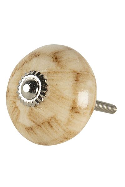 Clayre & Eef Nasture pentru mobilă din fier și ceramică, marmorat maro, 4 cm x 6 cm