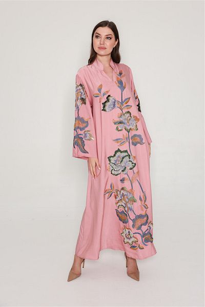 IKKXA Vibrant Floral Embroidered Jalabiya