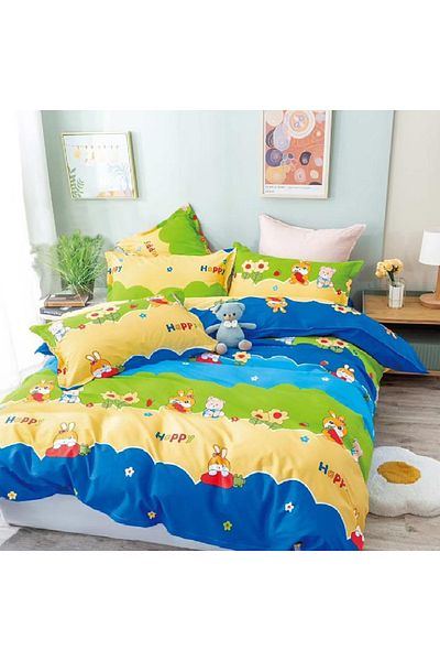 Five Store Double bed linen with elastic cover, Tapiti, ranforce cotton, multicolor, 4 pieces