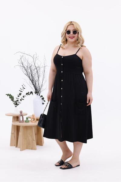 Siyezen Plus Size Strap Cotton Lycra Dress