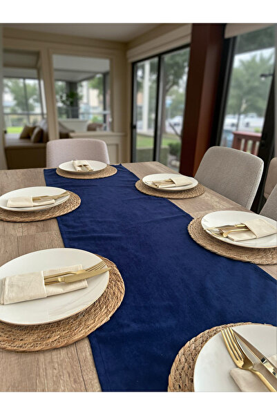 Cedi Kadife Dokulu Lacivert Runner 40X150 Runner & Amerikan Servis