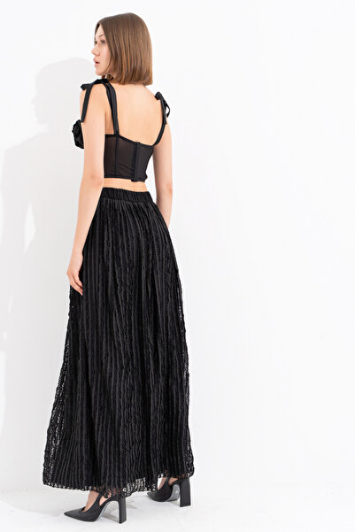 Kikiriki Black Lined Long Lace Skirt