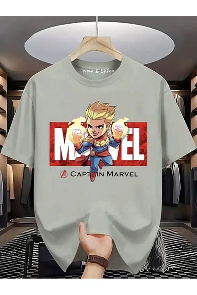 New Shine 1 T-Shirt Is a Gift for Purchases of 6 or More in the Cart - Super Hero Captain Printed Oversize T-Shirt