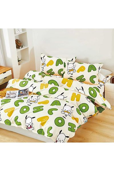 Five Store Double bed linen with elastic cover, Pochacco, ranforce cotton, multicolor, 4 pieces