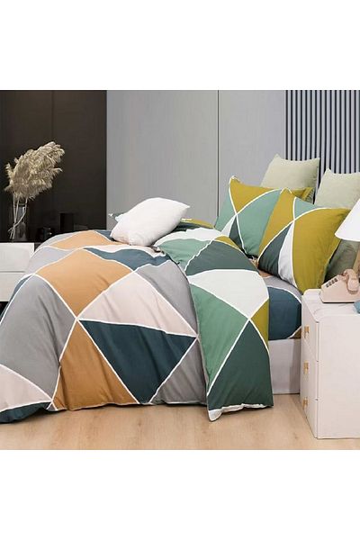 Five Store Super double bed linen, Haldia, ranforce cotton, multicolor, 4 pieces