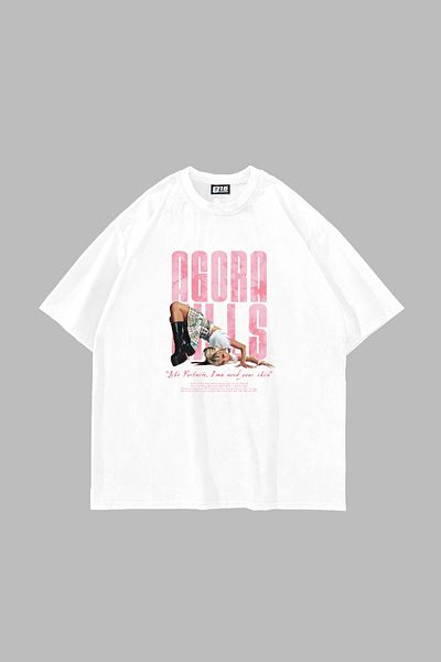 Sekizbiraltı Λευκό μπλουζάκι Agora Hills με στάμπα Oversize Unisex