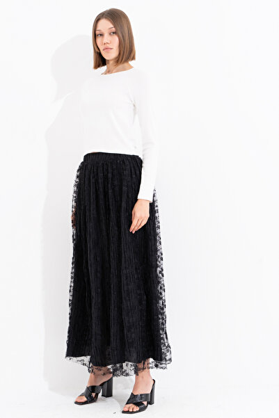 Kikiriki Black Lined Long Lace Skirt