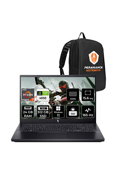 ACER Nitro V15 R7 7735HS 24GB 512GB SSD RTX4050/6GB 75W 15.6'' FHD 165Hz W11H...